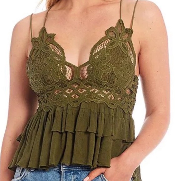 Free People Tops - Free People Adella Cami Olive Sparrow